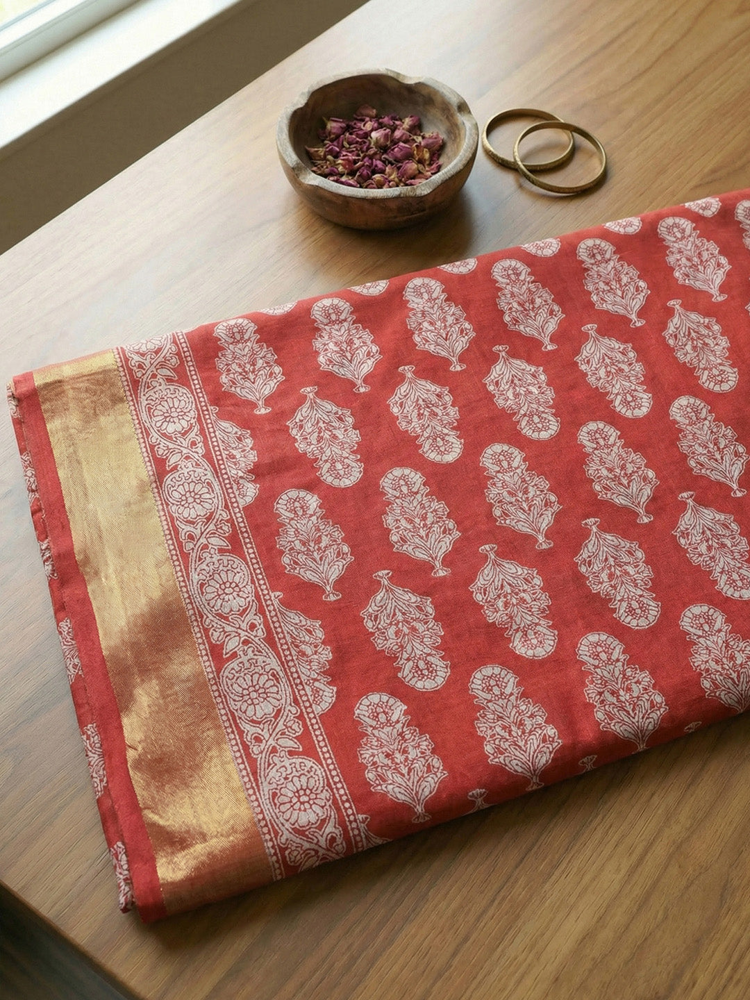 Printed Cotton Blend Unstitched Suit With Pant &amp; Dupatta
