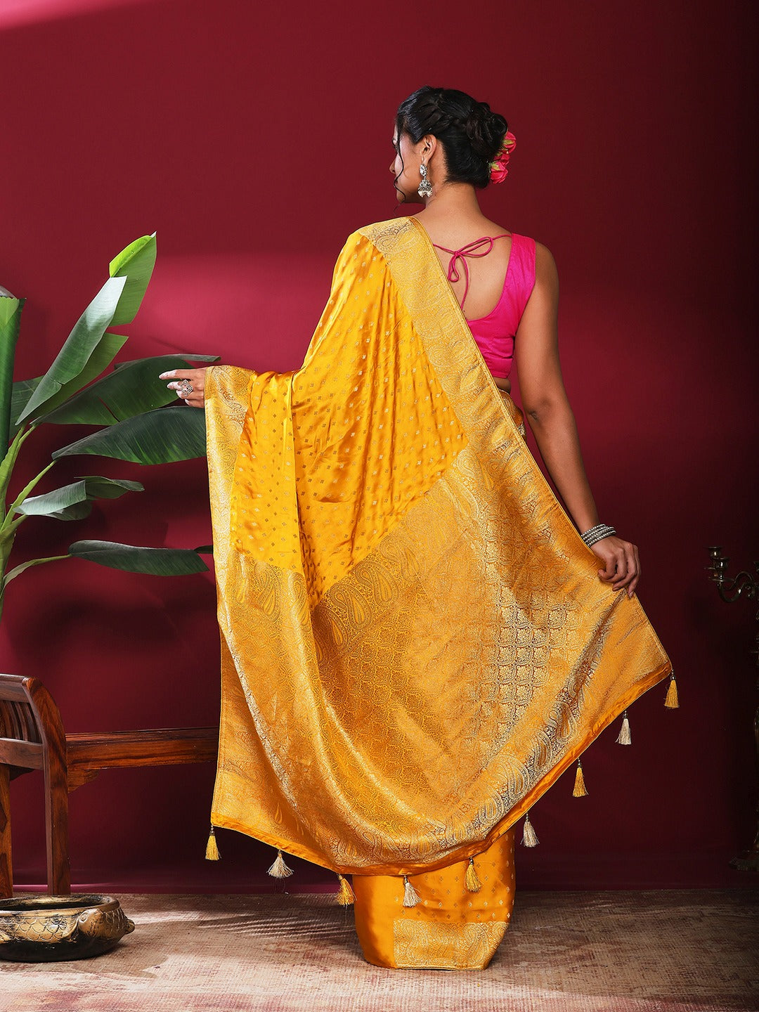 Woven Design Satin Saree