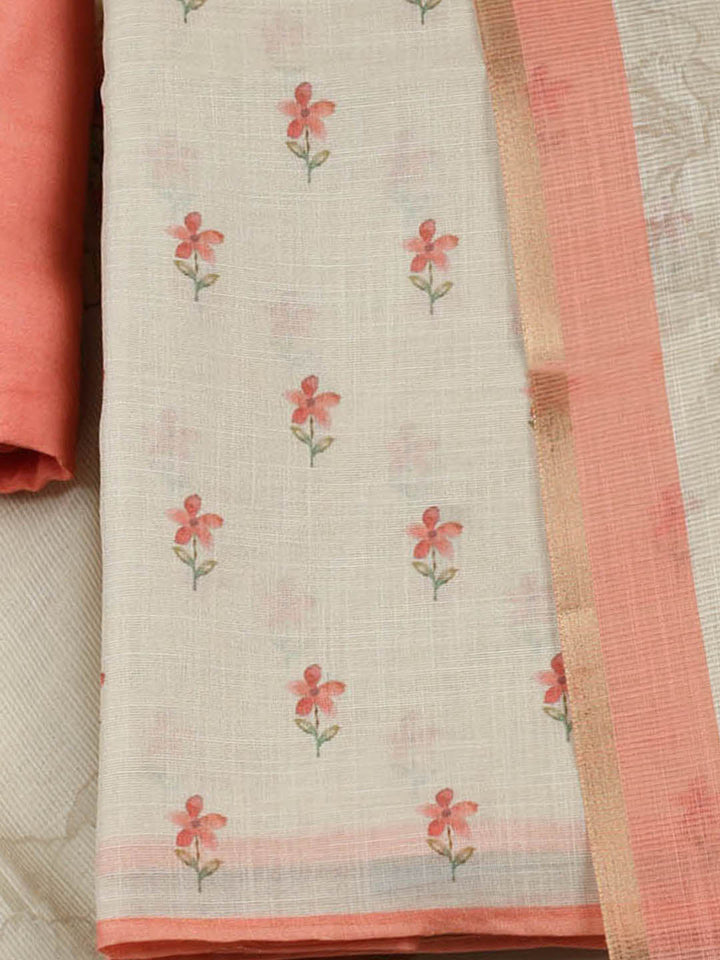 Printed Tissue Unstitched Suit With Pant &amp; Dupatta