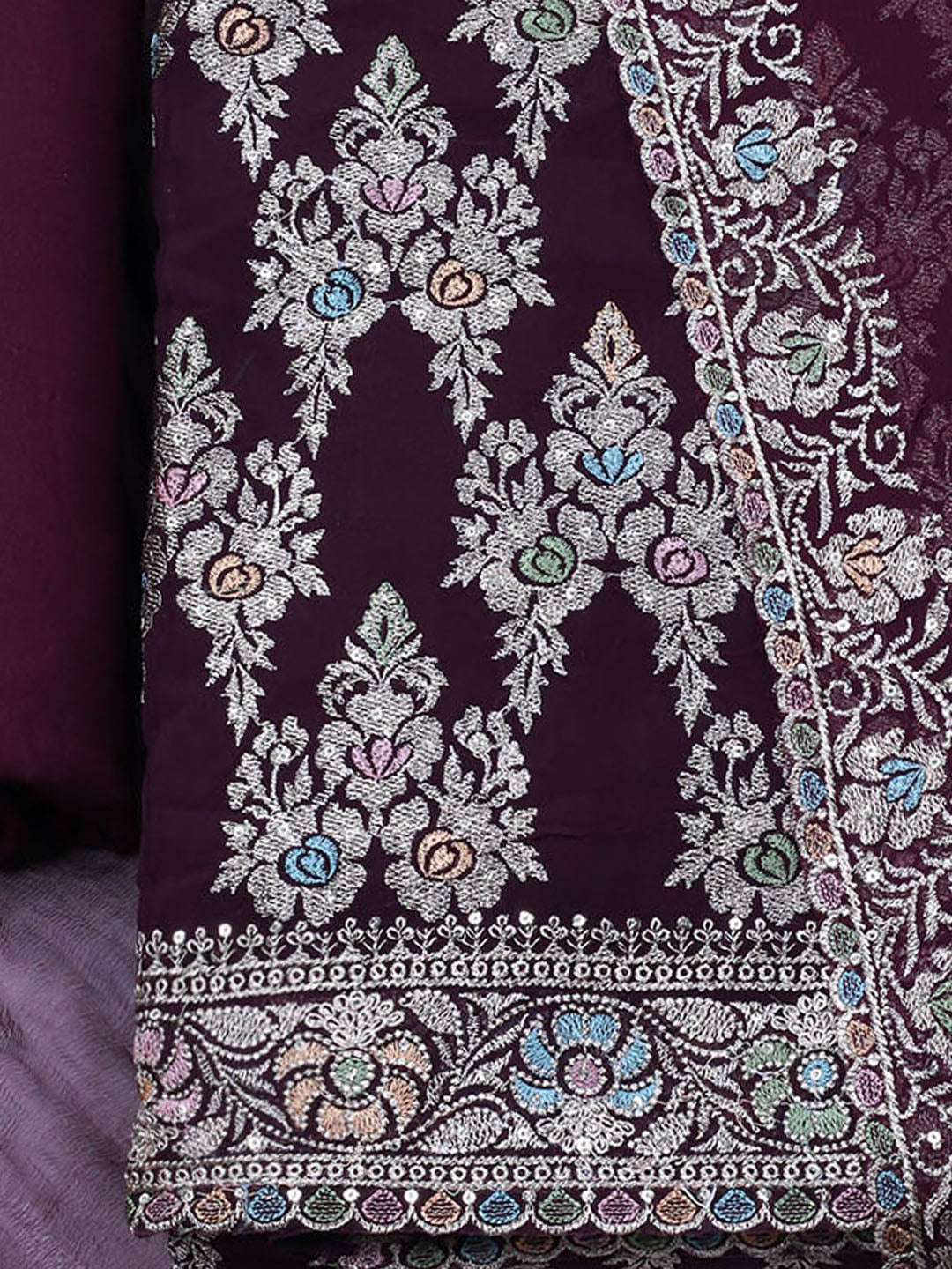 Embroirdred Oraganza Unstitched Suit With Dupatta