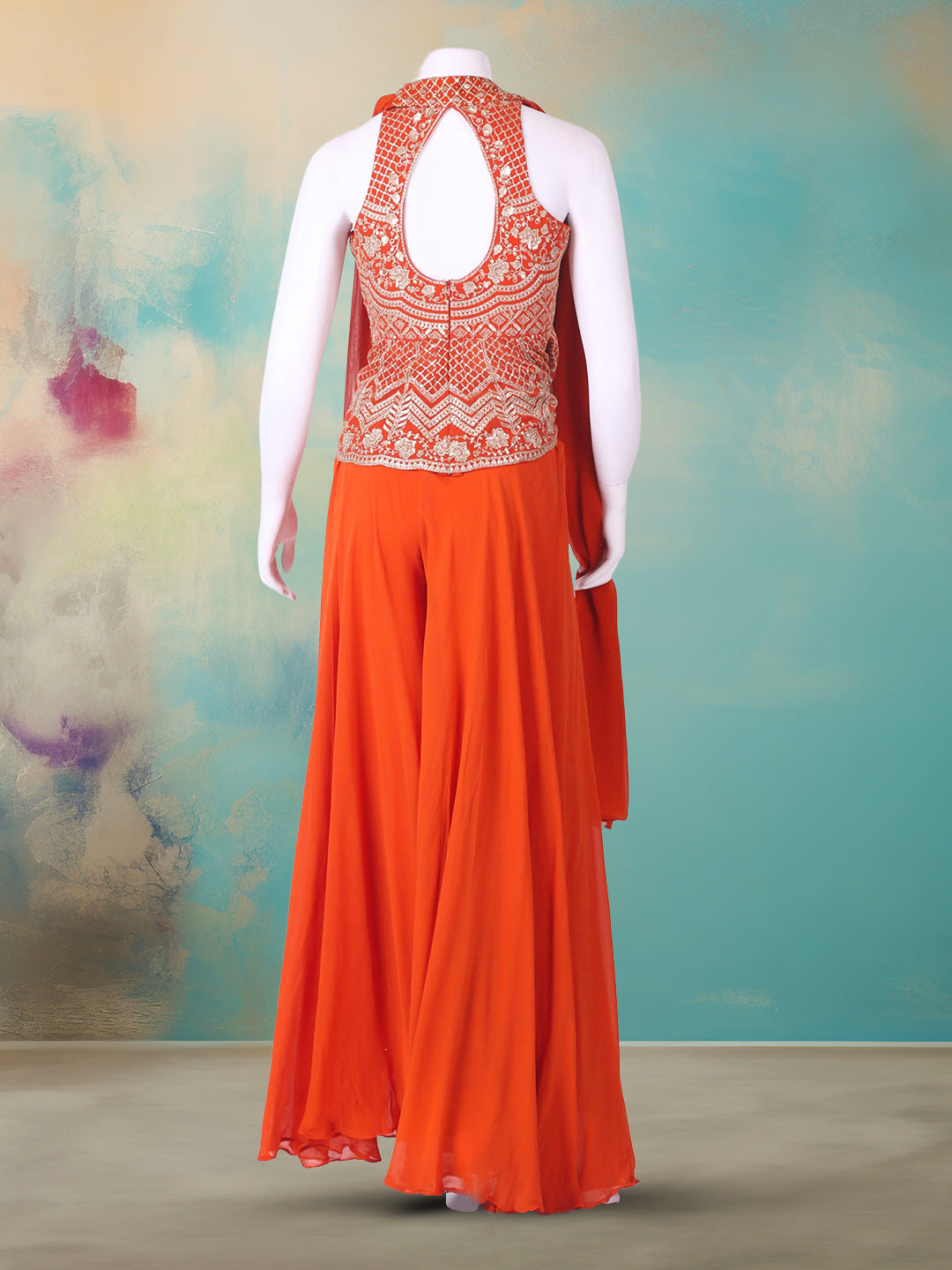 Embroidered Georgette Kurta With Pant &amp; Dupatta