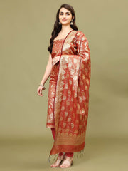 Woven Chanderi Unstitched Suit With Dupatta