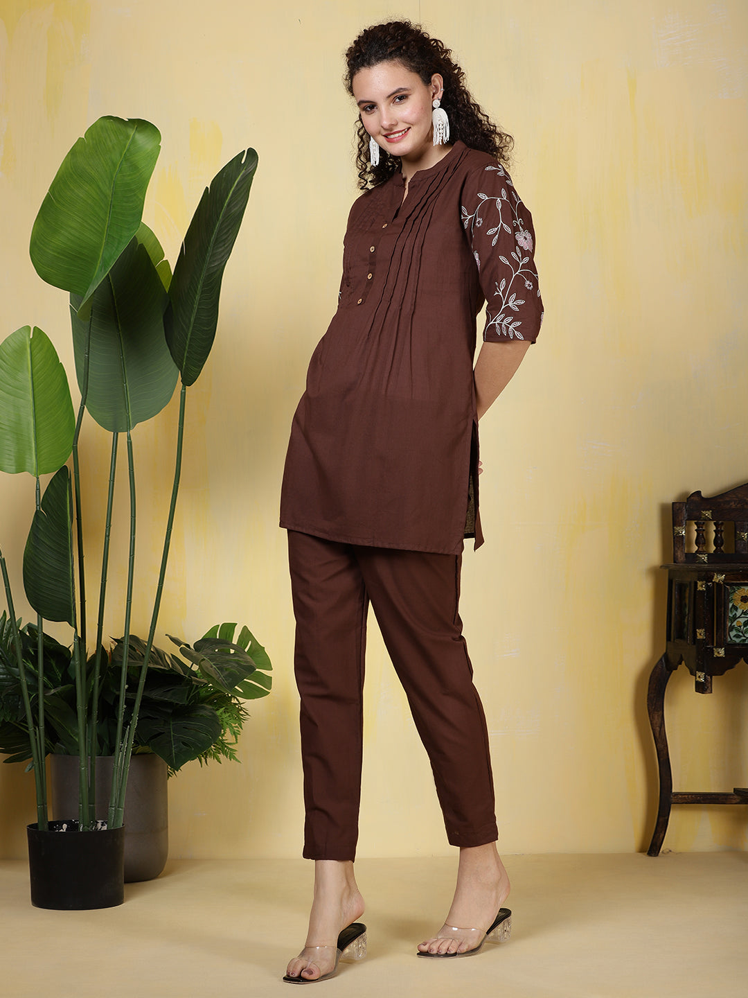 Printed Cotton Blend Kurta With Pants