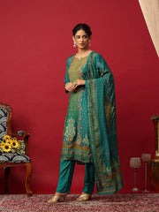 Embroidered Muslin Kurta With Pant & Dupatta