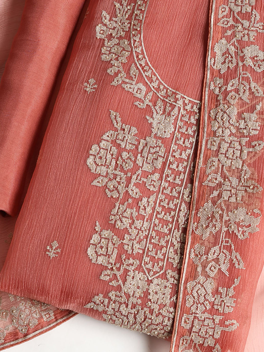 Embroidered Tissue Unstitched Suit With Dupatta