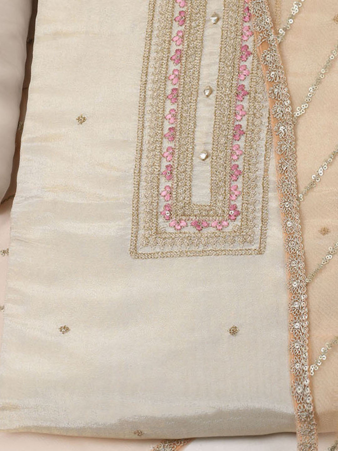 Neck Embroidery Tissue Unstitched Suit With Dupatta