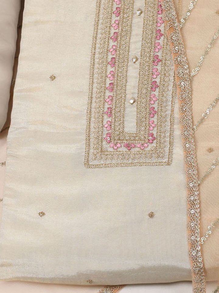 Neck Embroidery Tissue Unstitched Suit With Dupatta