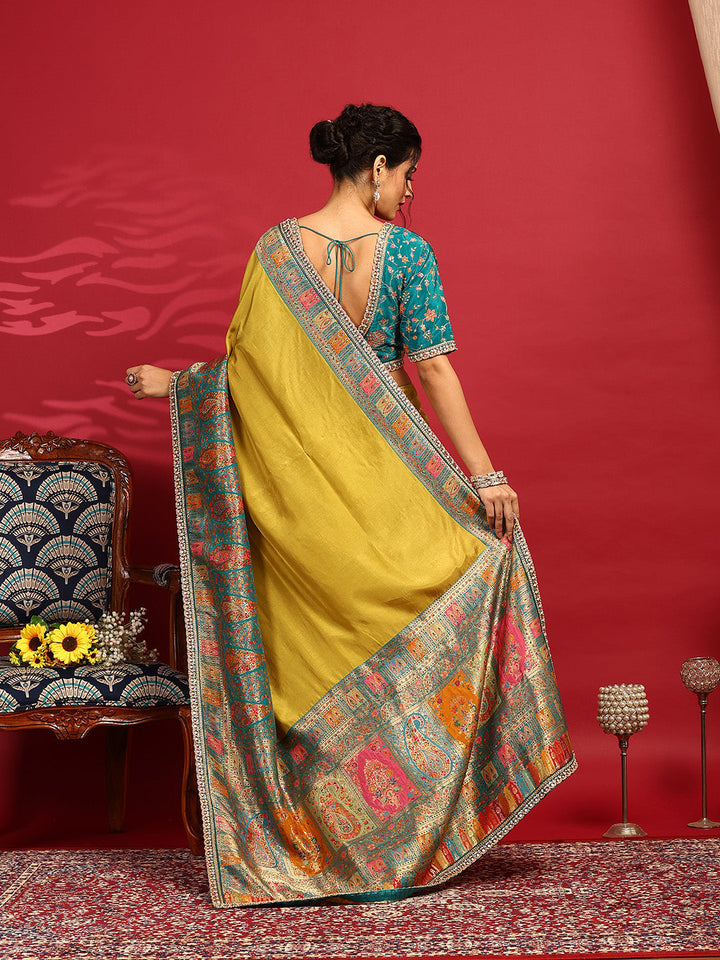 Embroidered Dola Silk Saree