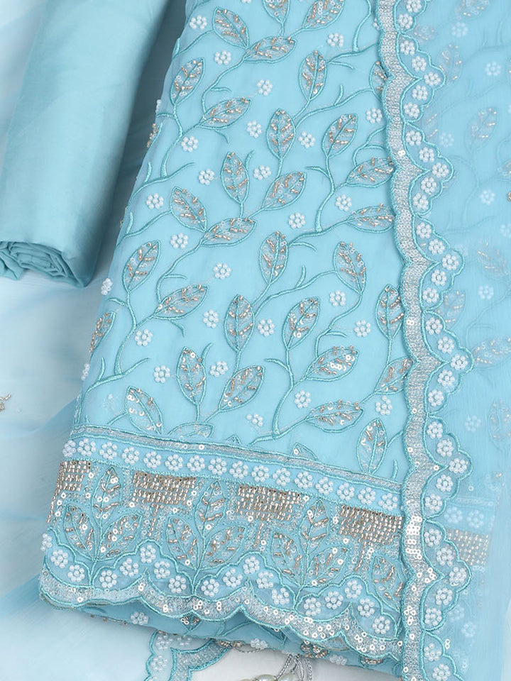 Embroidered Chiffon Unstitched Suit With Dupatta