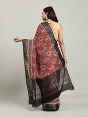 Digital Printed Cotton Blend Woven Saree