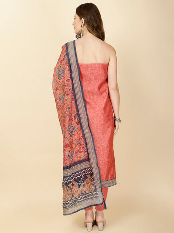 Printed Chanderi Unstitched Suit Piece With Dupatta