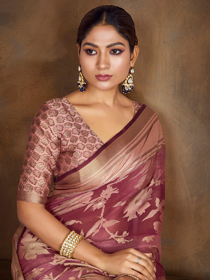 Floral Printed Georgette Saree