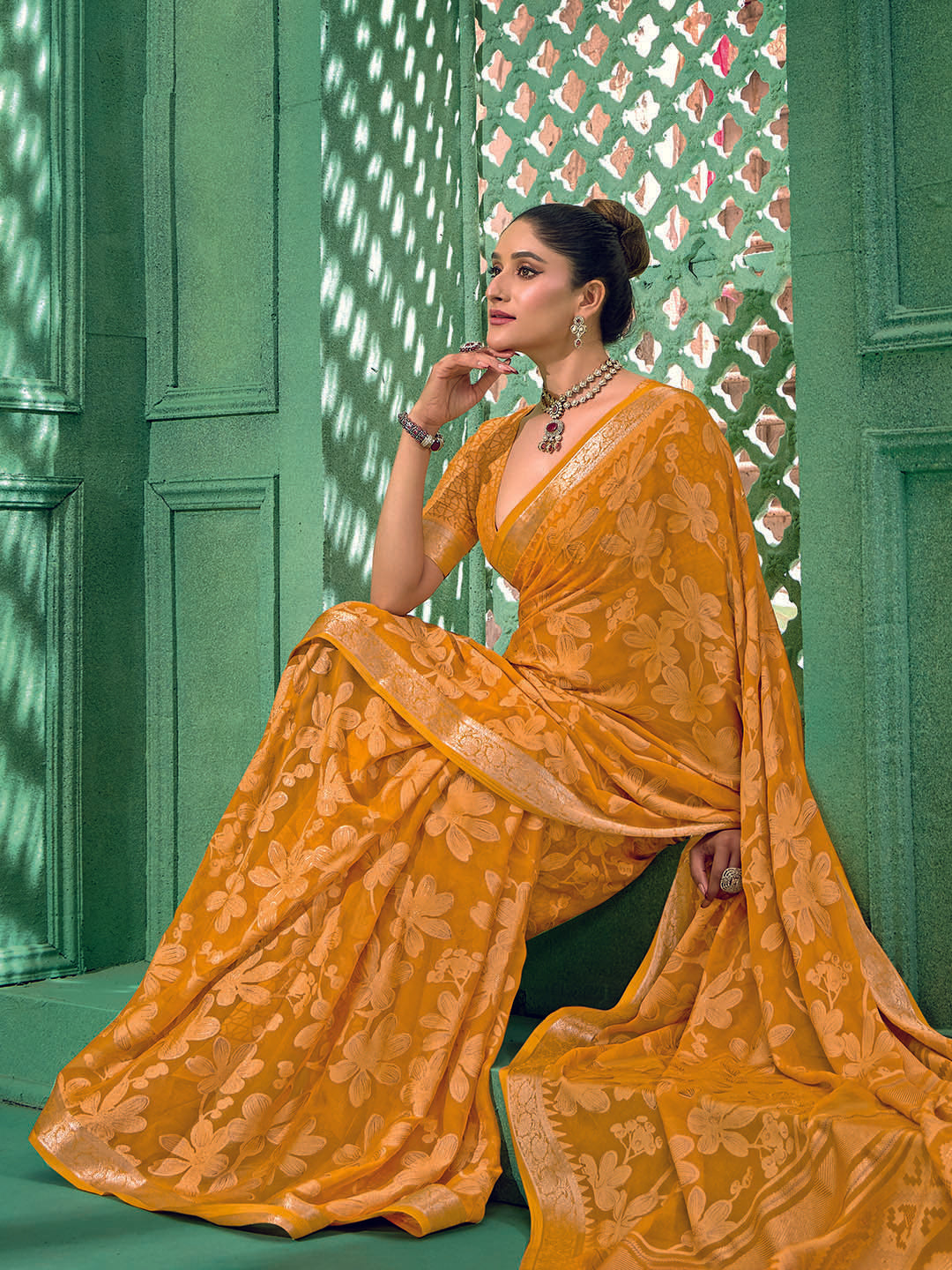Woven Design Georgette Saree