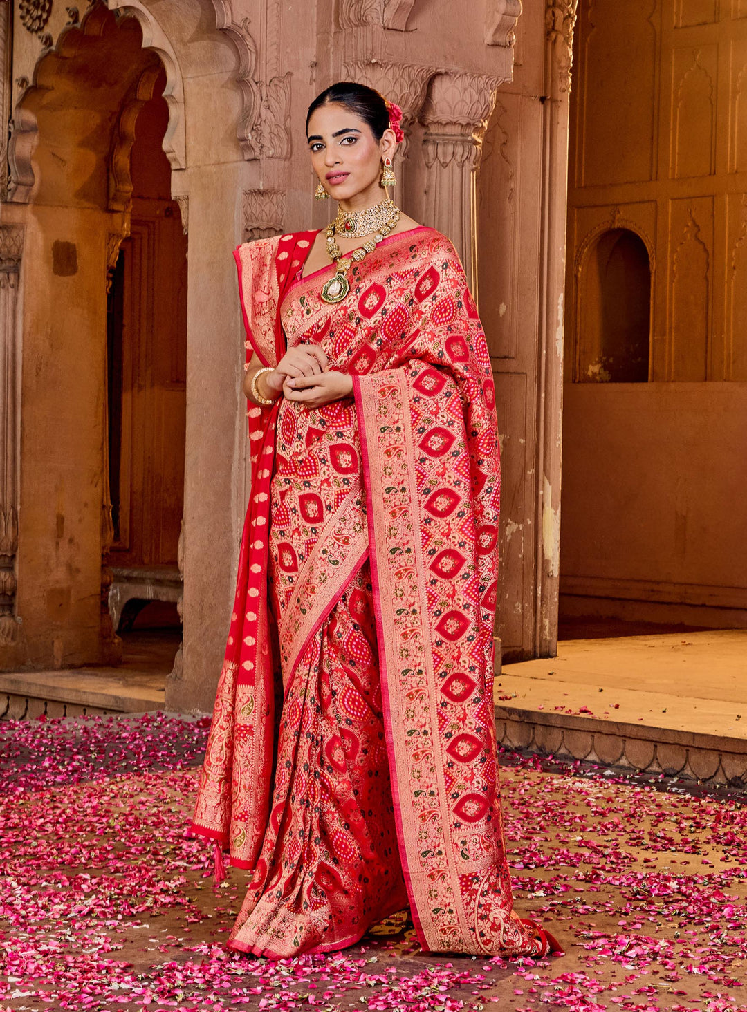 Rani Georgette Plain Saree