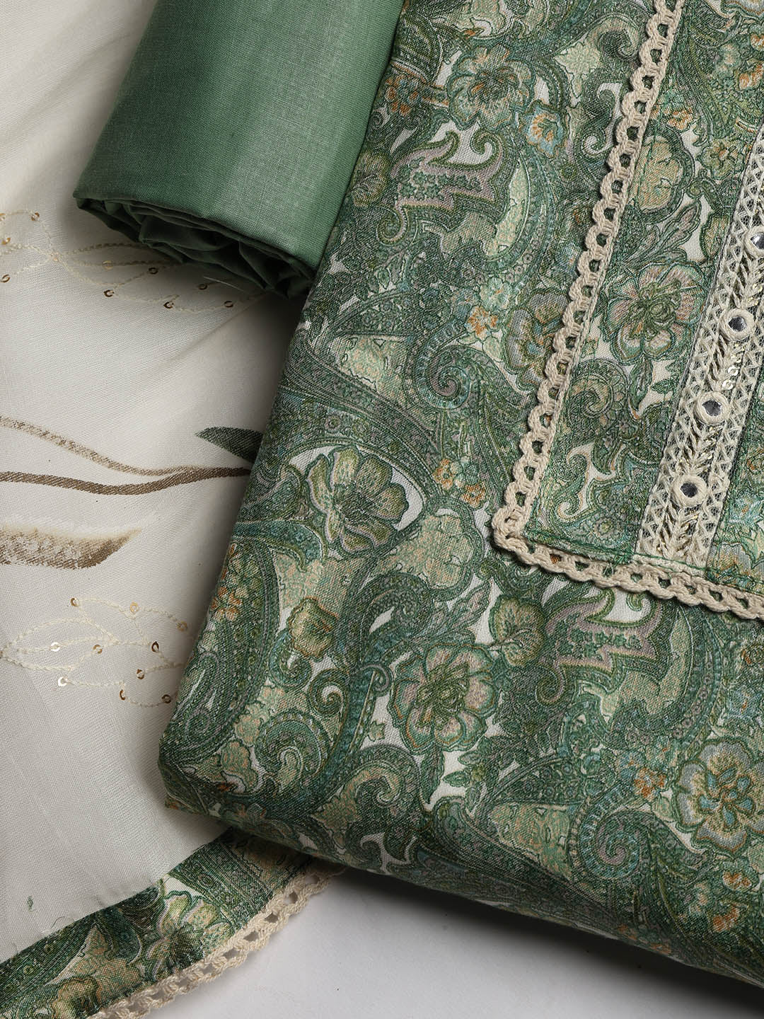 Embroidered Cotton Blend Unstitched Suit With Dupatta