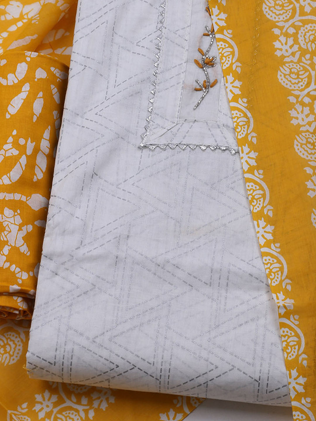 Printed Cotton Blend Unstitched Suit With Dupatta