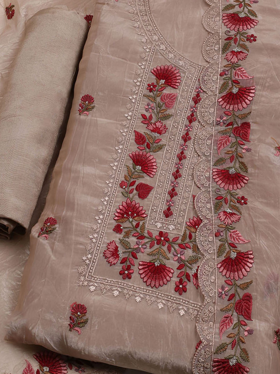 Printed Tissue Unstitched Suit With Dupatta