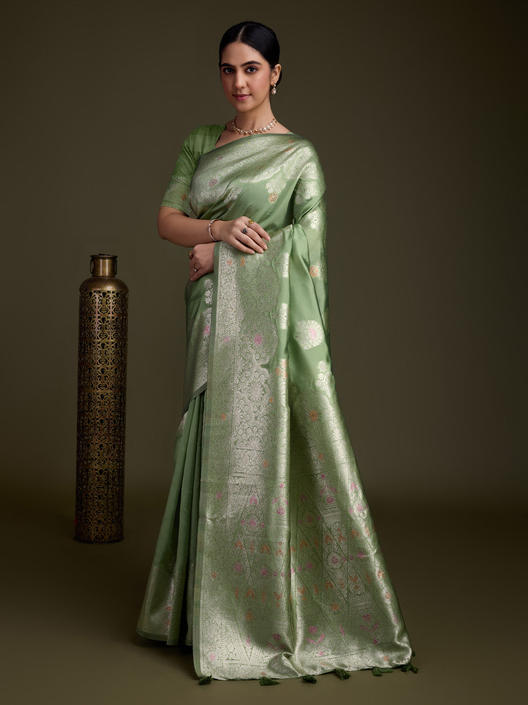 Zari Jaal Woven Art Silk Saree