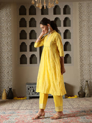 Sequin Embroidery Cotton Blend  Kurta With Pants