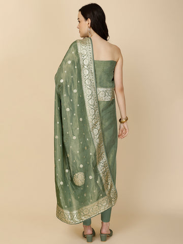 Woven Tissue Unstitched Suit Piece With Dupatta