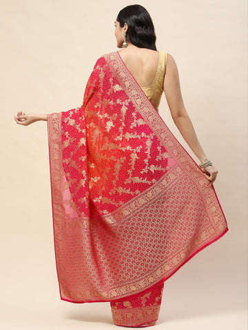 Zari Bandhani Plain Georgette Saree Bandhani