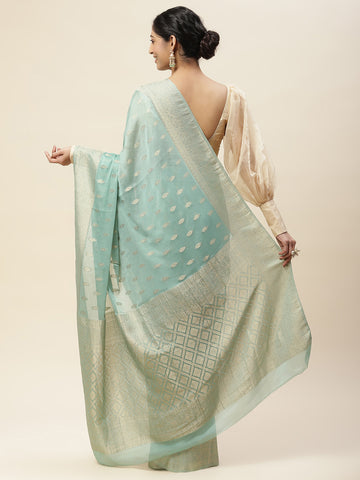 Zari Border Booti Chiffon Woven Saree