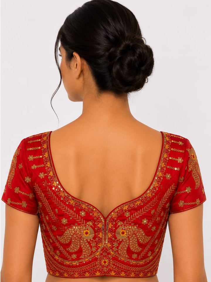 Premium Red Embroidery Viscose Blouse Piece