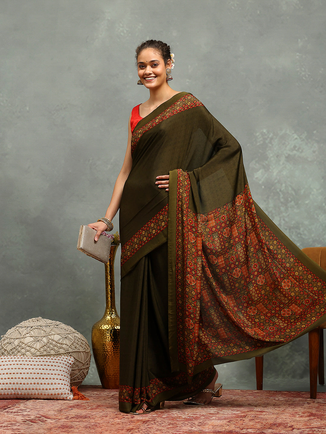 Digital Printed Crepe Saree