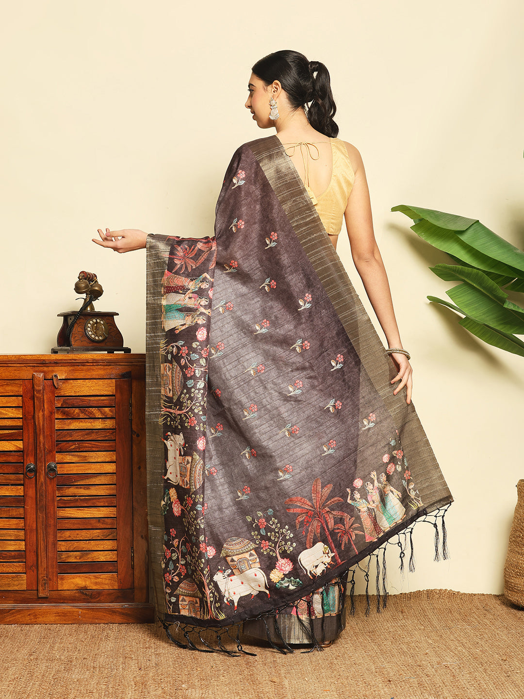 Digital Printed Tussar Saree
