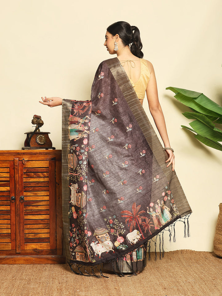 Digital Printed Tussar Saree