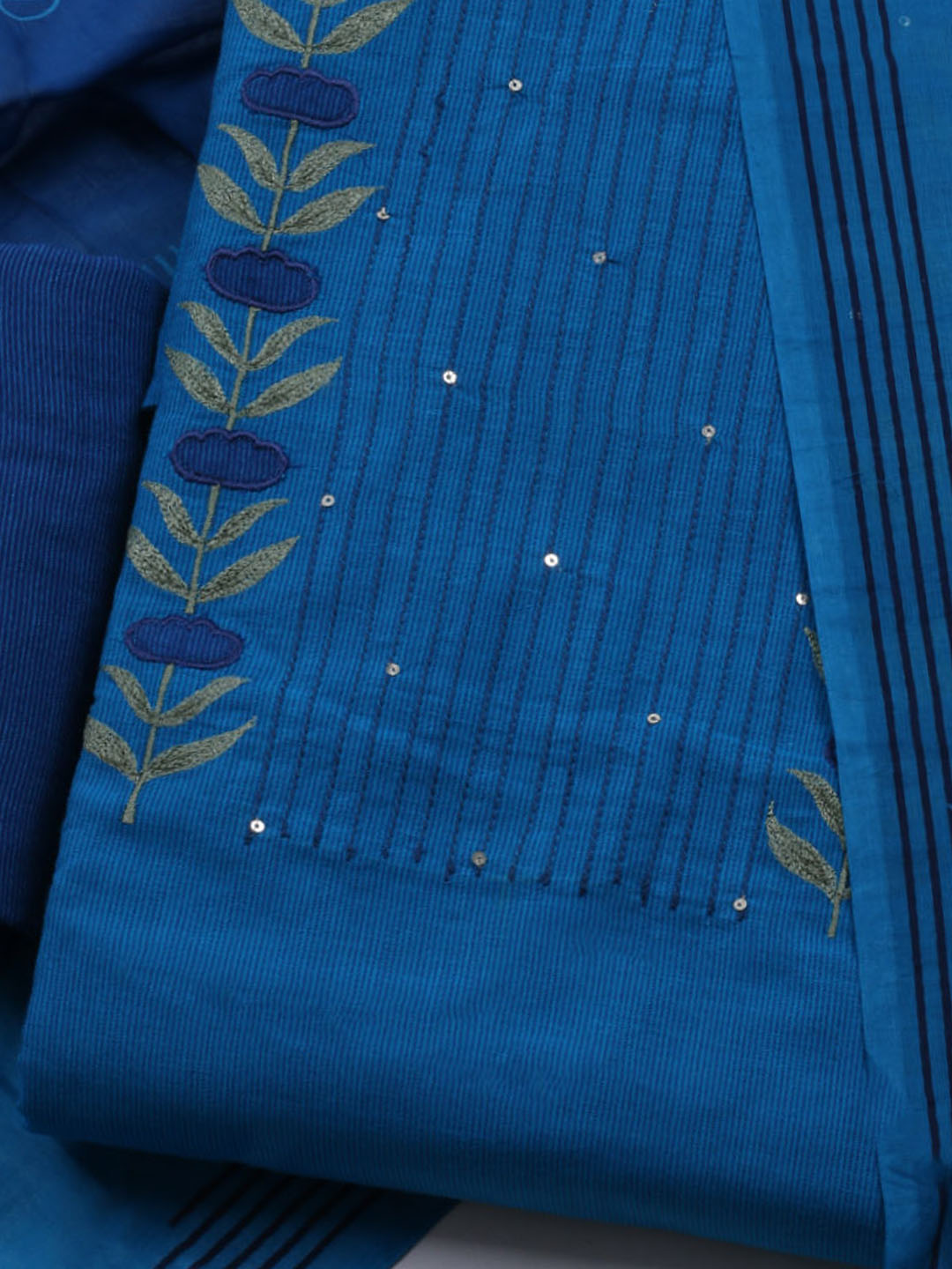 Neck Embroidered Cotton Blend Unstitched Suit With Dupatta