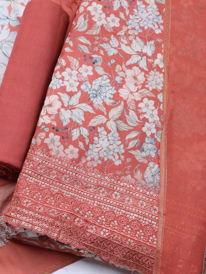 Printed Muslin Unstitched Suit With Dupatta