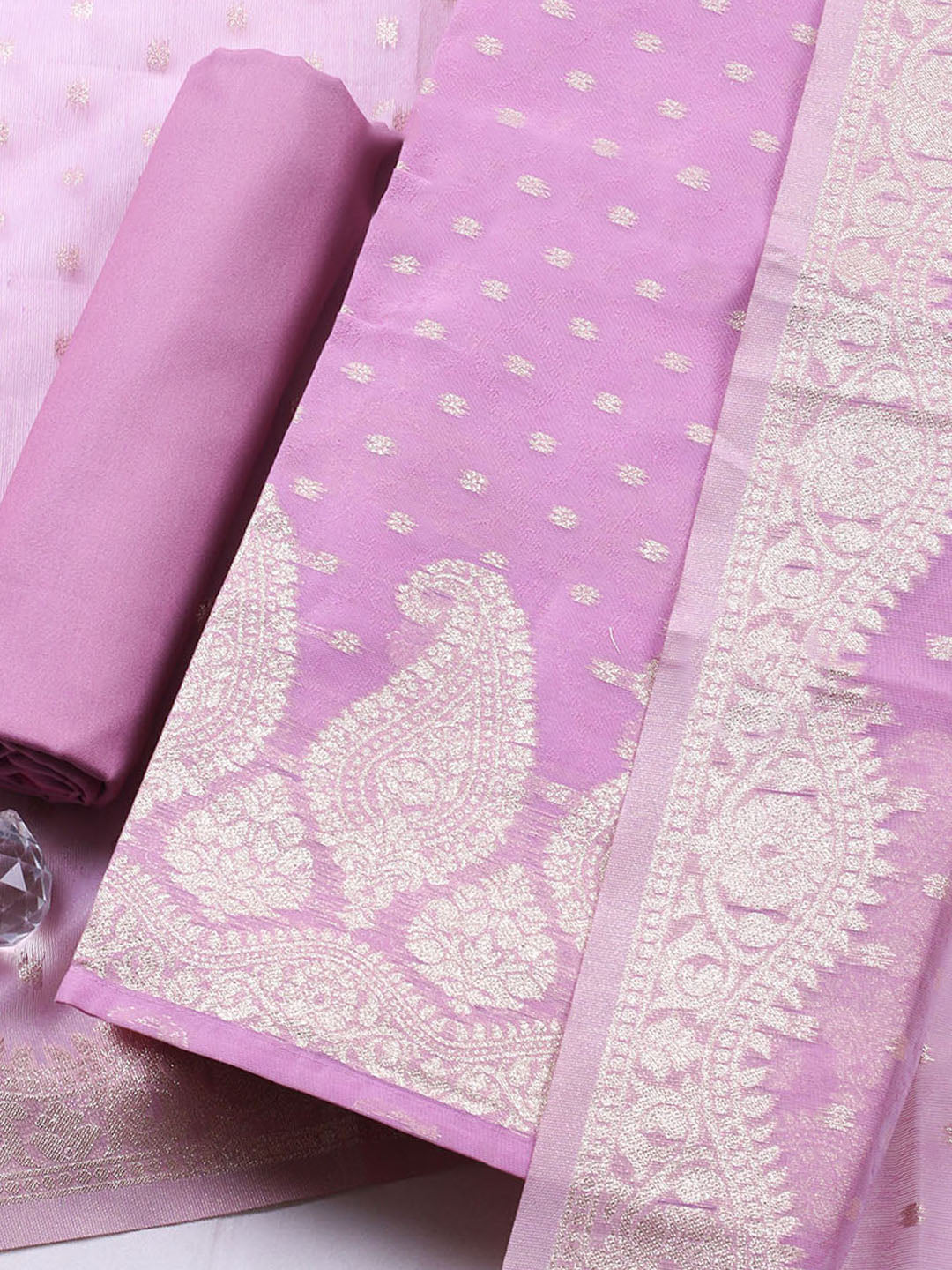Woven Design Tissue Unstitched Suit With Pant Dupatta