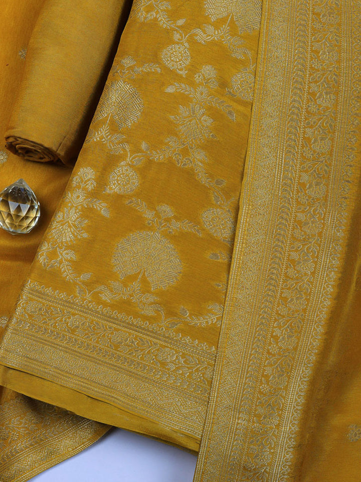 Woven Design Chanderi Unstitched Suit With Pant &amp; Dupatta