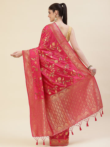 Floral Zari Jaal Handloom Woven Saree