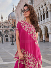 Embroidered Crepe Choli With Gharara & Dupatta