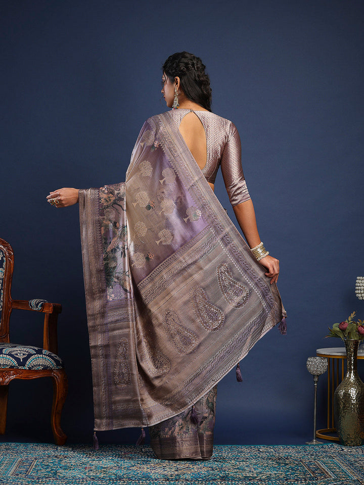 Printed &amp; Woven Design Art Silk Saree