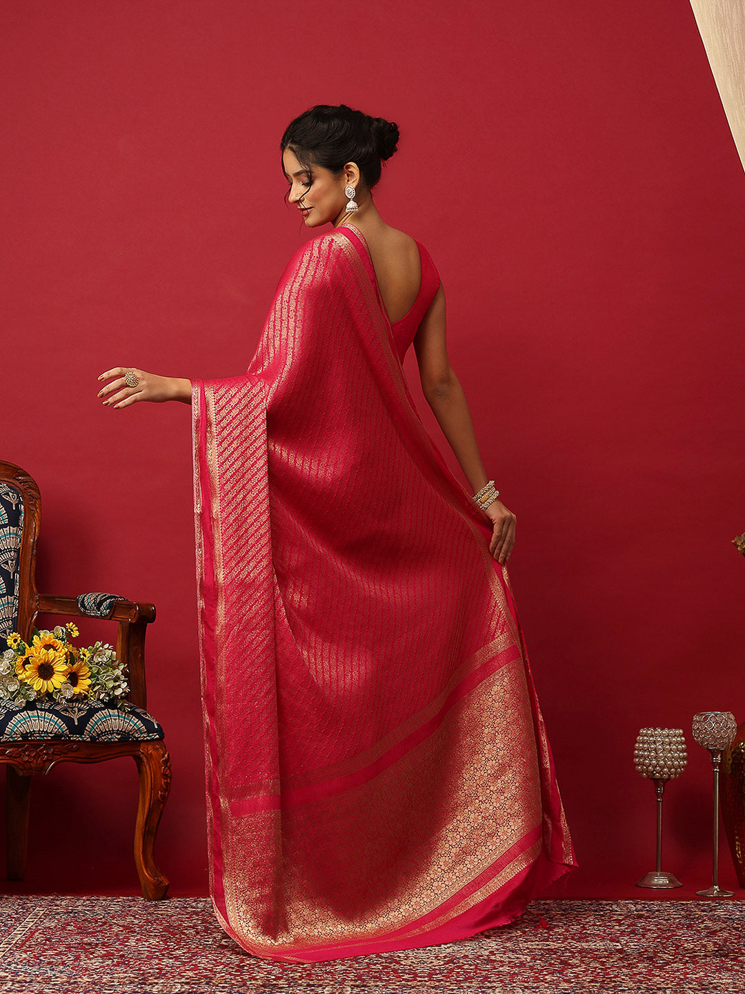 Plain Crepe Saree