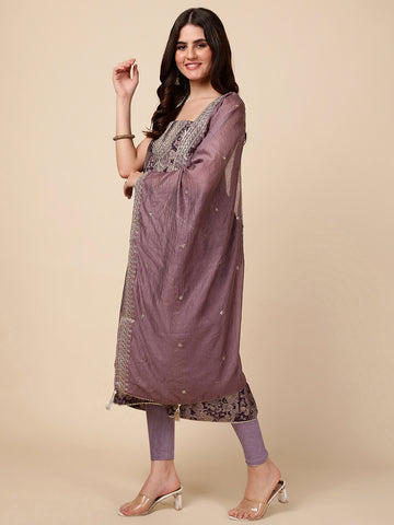 Neck Embroidered Cotton Unstitched Suit Dupatta