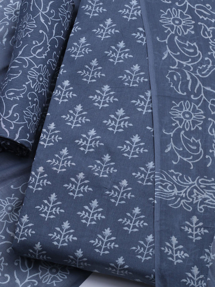 Printed Cotton Blend Unstitched Kurta With Pant &amp; Dupatta