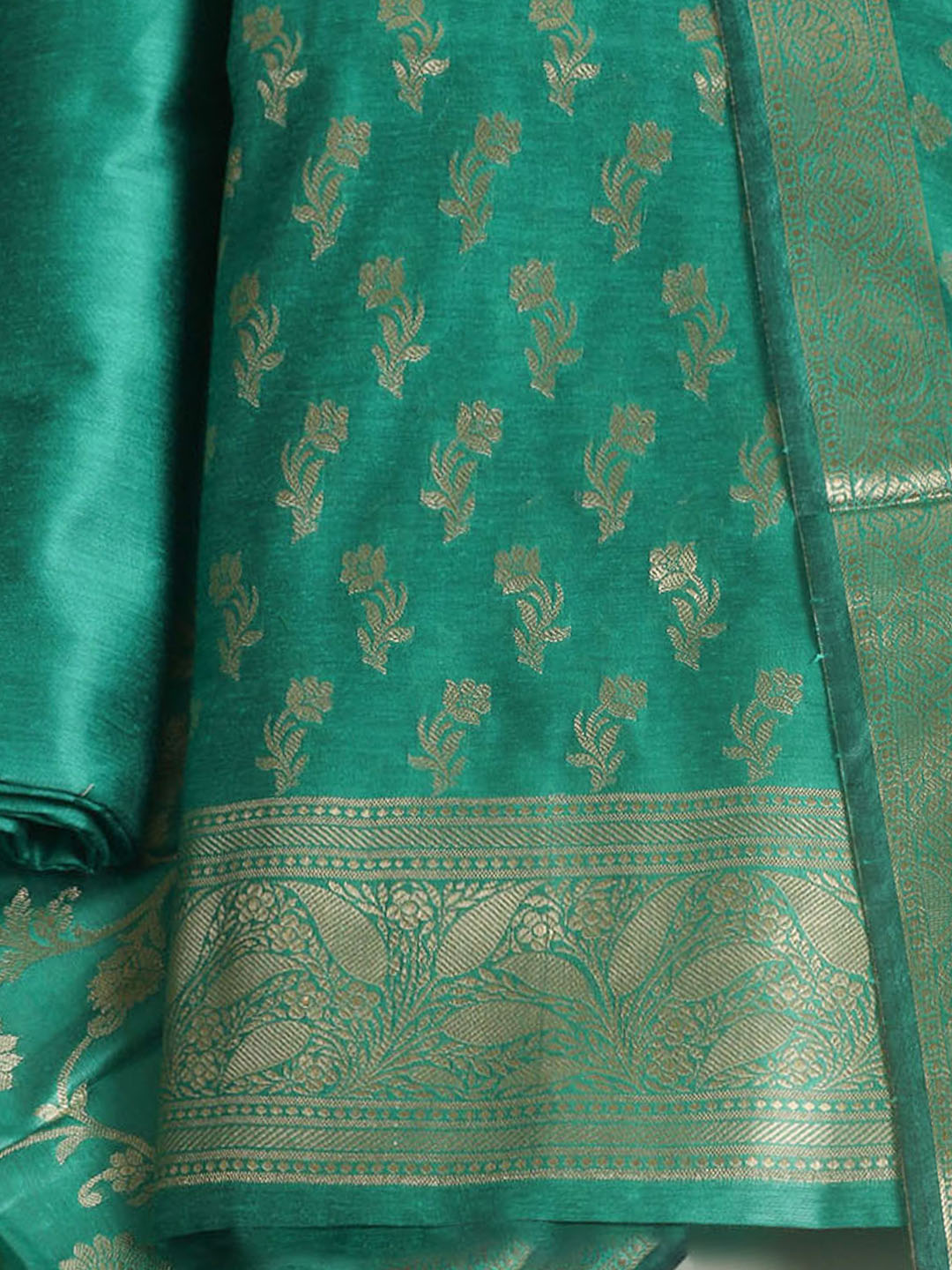 Woven Design Chanderi Unstitched Suit With Pant &amp; Dupatta