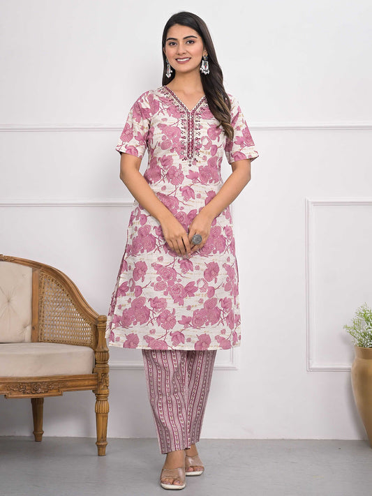 Digital Printed Muslin Kurta With Pants