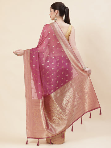 Zari Booti Organza Woven Saree