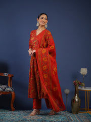 Printed Cotton Kurta With Pant & Dupatta