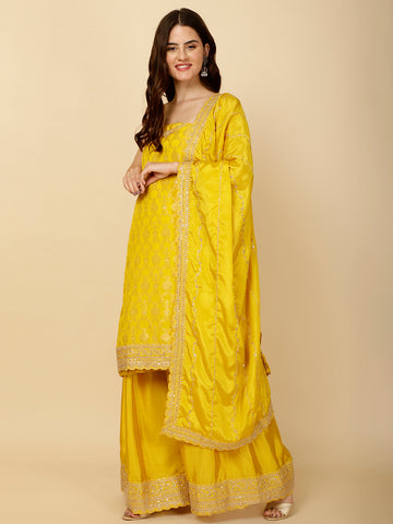 Woven Crepe Unstitched Suit Piece With Dupatta