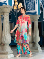 Floral Printed Cotton Straight Kurta With Palazzo