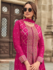 Embroidery Art Silk Kurta With Palazzo And Dupatta