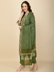 Printed Cotton Suit Set With Dupatta