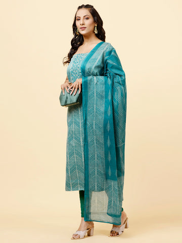 Printed Cotton Unstitched Suit Piece With Dupatta