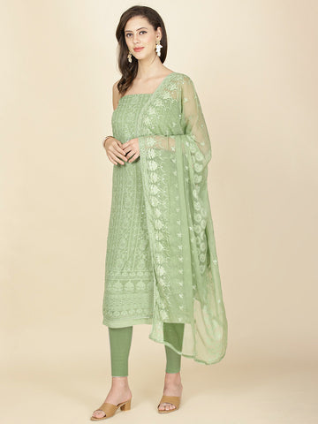 Embroidered Georgette Unstitched Suit Piece With Dupatta